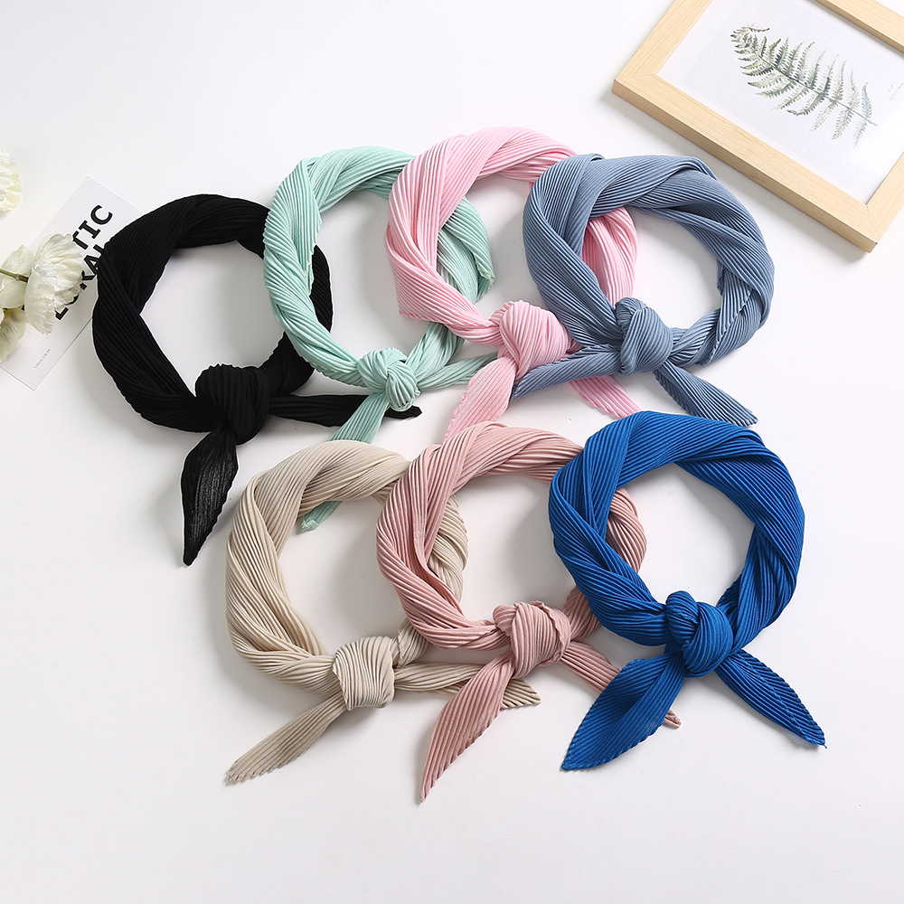 J40 クロスボーダー 無地 韓国風 小さな正方形スカーフ 春秋万能 エレガントでファッショナブルなオフィスウェア用シフォンスカーフ