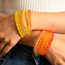 亚马逊特姆希音跨境热销爆款女士叠戴人造水晶弹力线手链工厂现货