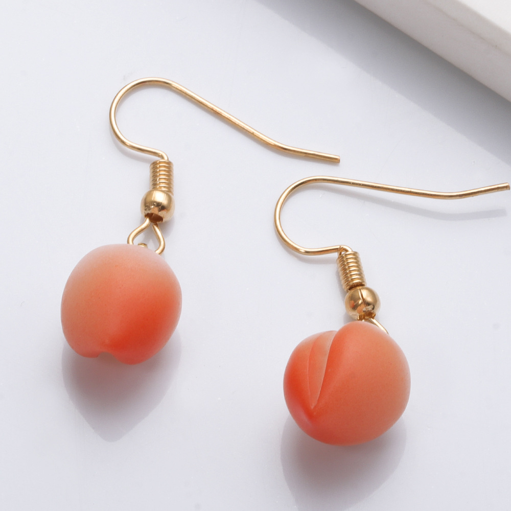 Korean Honey Peach Fruit Earrings Wholesale display picture 6