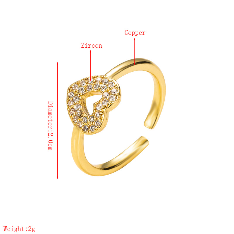 Creative Triangle Heart Copper Inlaid Zircon Adjustable Open Ring Wholesale Nihaojewelry display picture 1