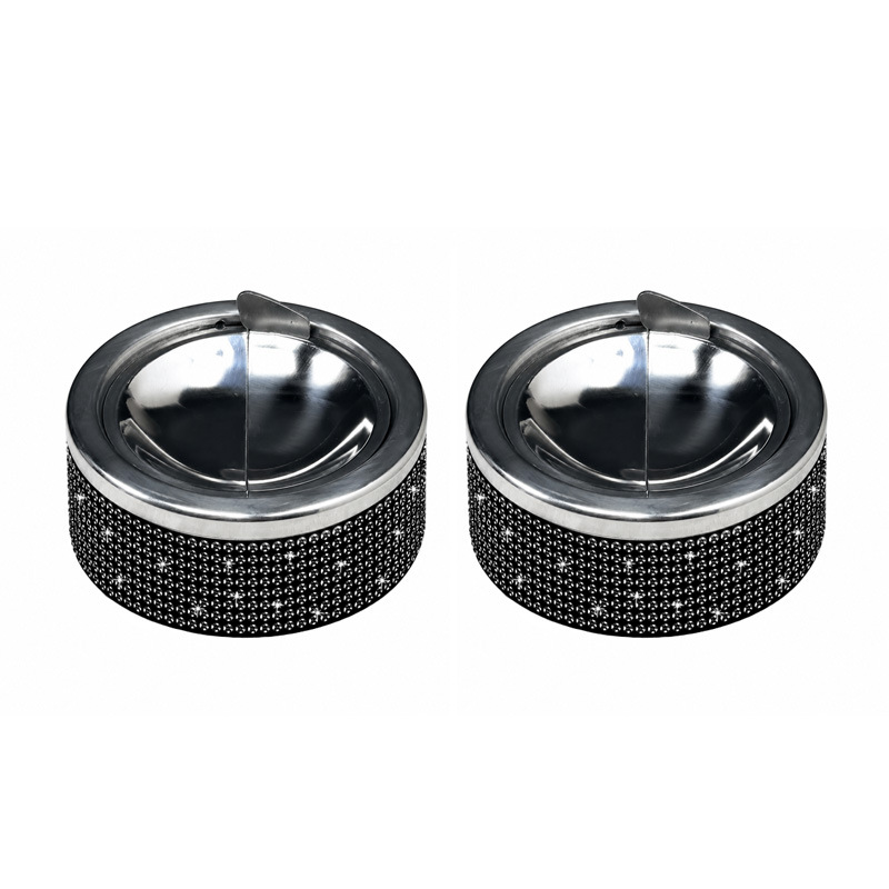 Stainless steel ashtray, creative and personalized, prevents ash from flying, high aesthetic value, inlaid with diamonds, suitable for hotels, homes, and offices