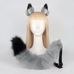 一件代發明日幹員拉普蘭德cos狼耳狼尾套裝獸耳髮夾仿真毛絨尾巴