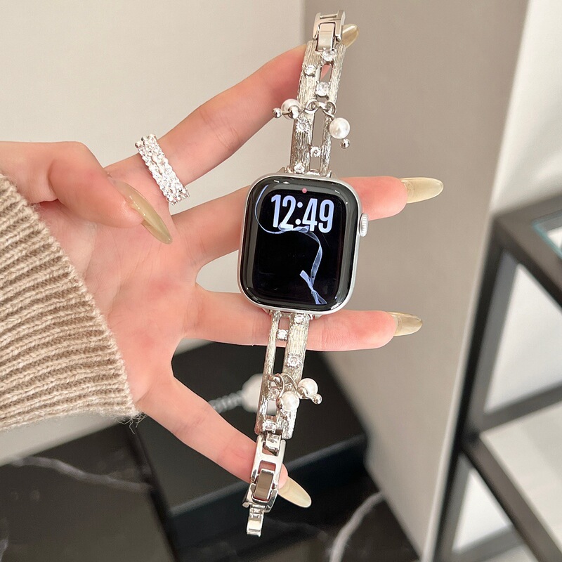Suitable for S11, Apple Watch Se, Female Iwatchs10, Huaqiangbei Pearl Gemstone Metal, Xiaomi 9Pro