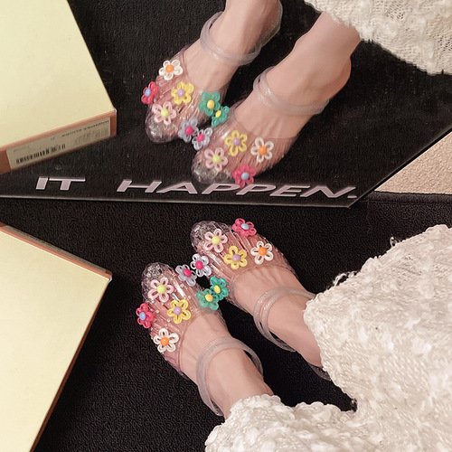 Transparent crystal jelly shoes jewelry high-end three-dimensional hole shoes DIY shoe flower buckles detachable Korean hole shoes