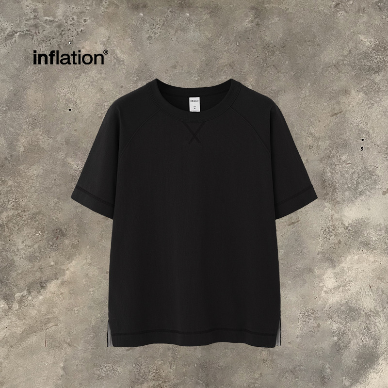 Jiexhan Cross-border | 2025 camiseta de raglán americano de algodón de cáñamo pesado primavera y verano de los hombres marca de moda nuevo producto al aire libre manga corta suelta