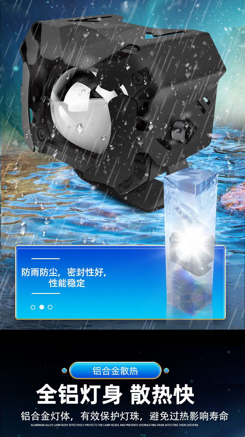 Private model motorcycle spotlight led strong light super bright battery car modification auxiliary shop street lamp laser headlight