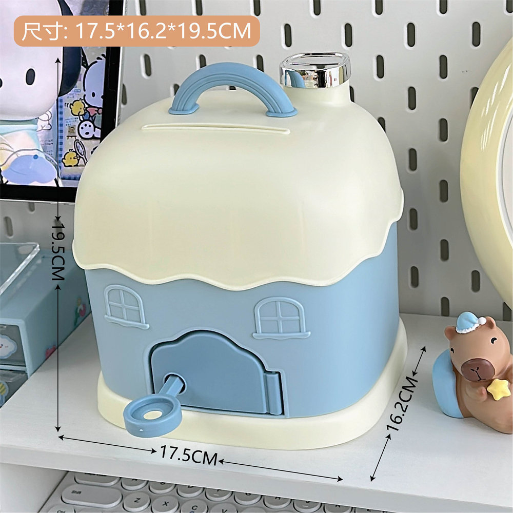 Envío gratis hucha hucha estilo de dibujos animados creativo linda casa pequeña puede almacenar hucha de plástico de gran capacidad