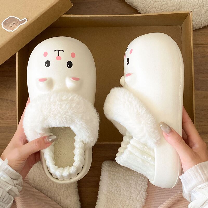 厚底踩屎感棉鞋秋冬季保暖EVA防滑学生情侣居家用外穿棉拖鞋女款|undefined