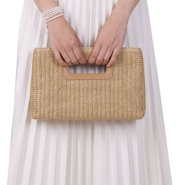 Bag Women's 2025 Summer New Holiday Style Straw Clutch Bag Detachable Chain Crossbody Bag Cross-border Women's Bag