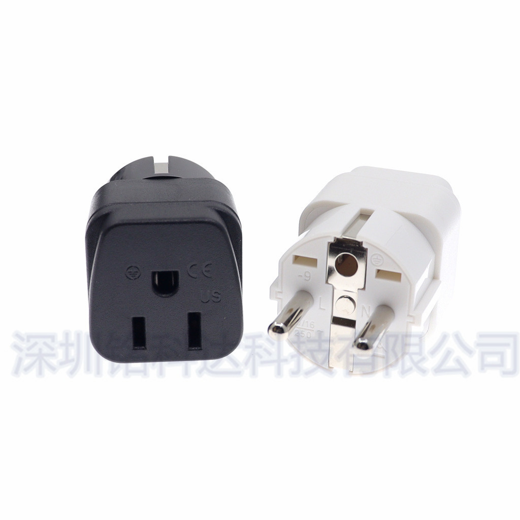 美标转欧标转换插头美式二脚三脚插头转换欧规德国俄罗斯韩国US-9