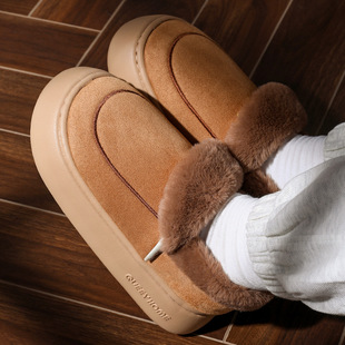 2025 New Cotton Slippers Women's Autumn and Winter Indoor Home Bag Heel Thick-Soled Stuffed Cotton Slippers Men's Winter Outerwear