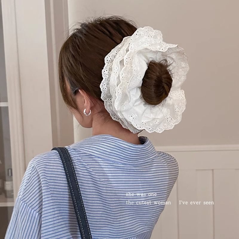 韓国風文学風中空花刺繍ヘアゴム女性用ハイエンドチェリーヘアロープ2025新スタイル|undefined