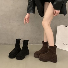 法式厚底短靴女2025年秋季新款气质爆款不累脚马丁靴小个子瘦瘦靴