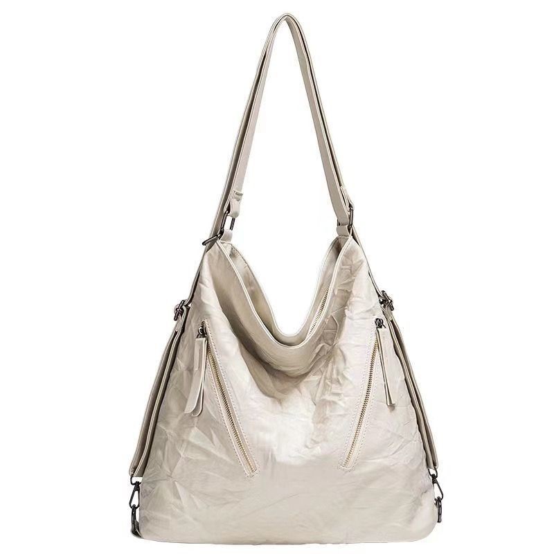 CHARHP&KEJNT正品高级感托特包通勤百搭大容量褶皱双肩小众单肩包