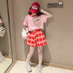 女童夏裝套裝2024新款大童洋氣童裝小女孩夏季短袖t恤兒童夏款6歲