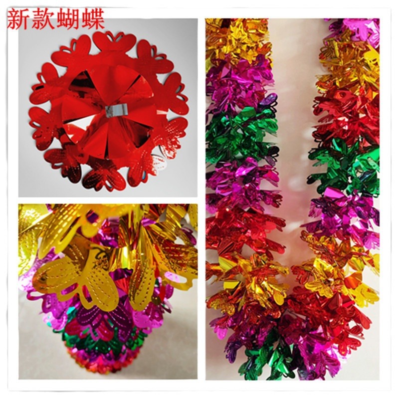 Colorida tira de flores nueva casa decoración de la casa de boda conjunto completo Día Nacional de Año Nuevo Navidad jardín de infantes colgante tira de cumpleaños