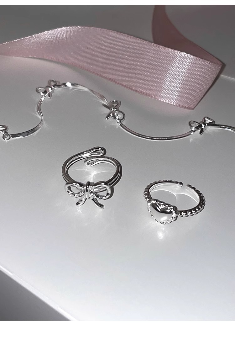 5g Weight Open Rings Classification Adjustable Ring Size 1 Piece Quantity Daily Occasion 925 Sterling Silver Material Heart Shape Pattern Women's Gender Polishing Design Sweet, IG Style Style 925 Sterling Silver Heart Shape Open Rings 11