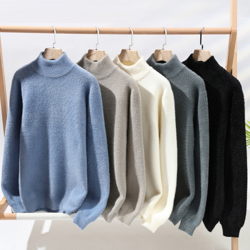 Herren Rollkragenpullover – Oversize Winter Strickpullover (100% Polyester Chenille, maschinenwaschbar, 6 Trendfarben, knitterfrei)_voghion.com