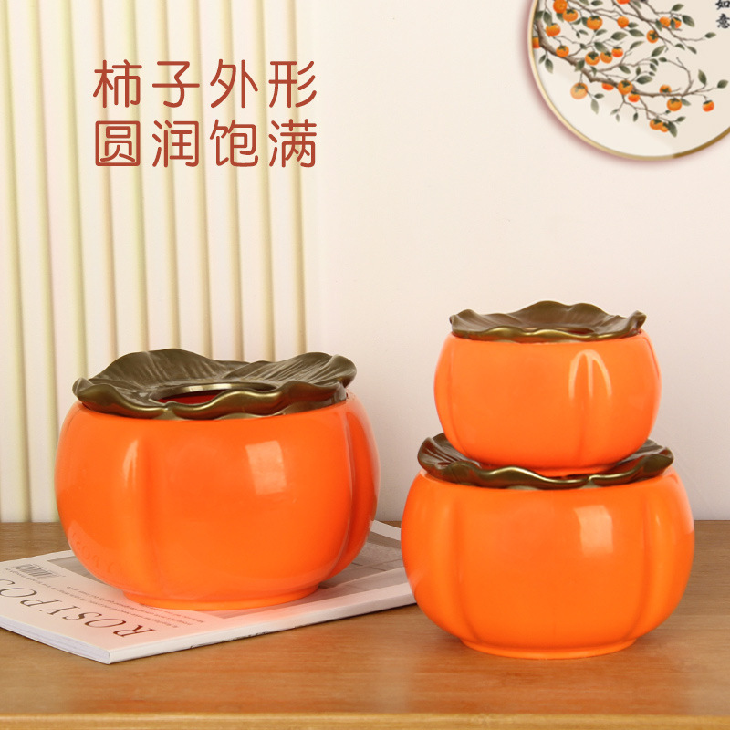 Persimmon Flower Pot New Year Persimmon Wishful Fortune Bucket Plastic Vase Festive New Chinese Style Imitation Ceramic New Year's Eve Flower Housewarming