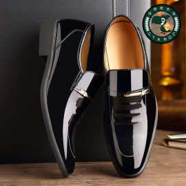 新款真皮牛皮镜面皮鞋软底软面男款百搭男懒人金属一脚蹬皮鞋男鞋