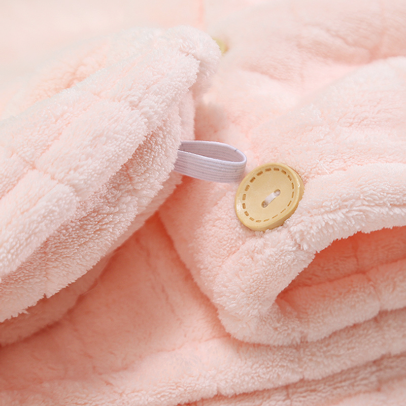 Checkered dry hair cap Thickened absorbent coral velvet shower cap dry hair towel Adult quick-drying turban head towel