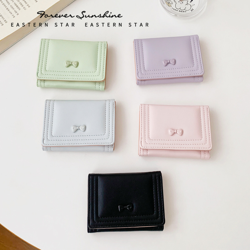 かわいいリボン付きの小さな 70% off 女性用財布 ~ インズ ホットセール マカロン トーン スポット韓国財布|undefined