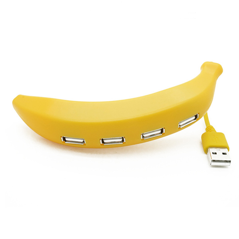 厂家直销礼品创意4口USB2.0分线器 1分4迷你香蕉集线器USB2.0 HUB