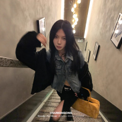 SUNONEONE 复古休闲牛仔外套女秋新款美式蓝色POLO领气质修身上衣