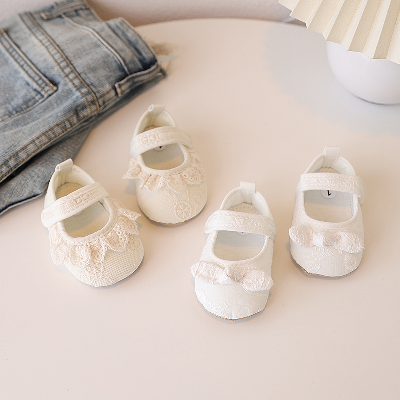 Spring and Autumn Baby Lace Princess Shoes 0-1 Year Old toddler Color Cotton Newborn One Hundred Days Old Cloth Shoes Don't Fall off Shoes