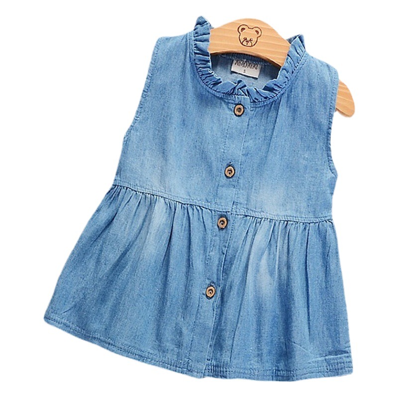 2021 popular dulce niña chaleco vestido falda de mezclilla falda infantil falda de niños lindos fábrica al por mayor