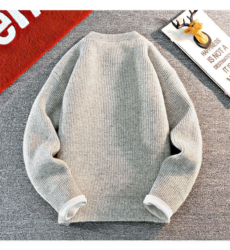 Herren Oversize Strickpullover Aus Baumwollmix Rundhals Design_voghion.com