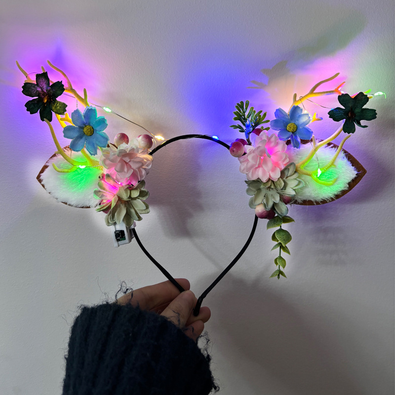 Nuevos sombreros luminosos para mujer, accesorios de ambiente de concierto de viaje, diademas de astas, diademas brillantes, orejas de conejo para niños