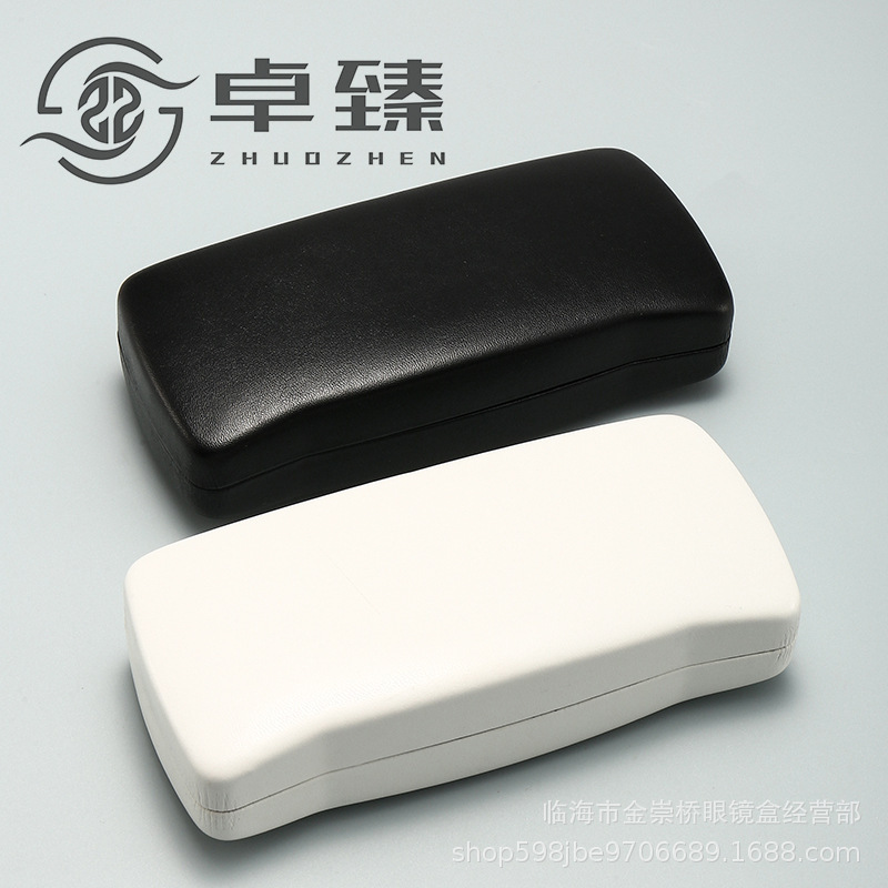 Large V glasses case black imitation cowhide metal sunglasses case flip anti-pressure sunglasses storage box printable LOGO