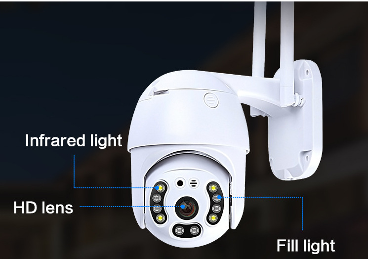 外贸高清网络无线户外WiFi小球机监控报警双光全彩摄像头