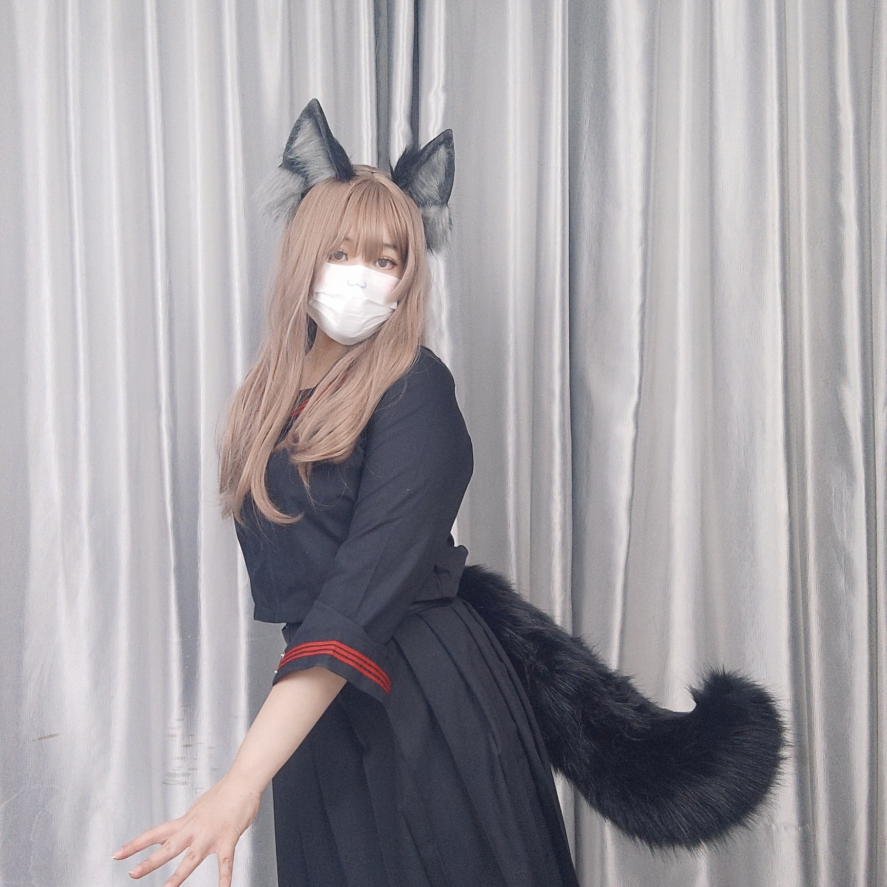 Fascia per capelli con orecchie da animale da gioco di ruolo, grazioso vestito di peluche, accessori alla moda, fascia per capelli con lupo feroce e lupo solitario, copricapo_voghion.com