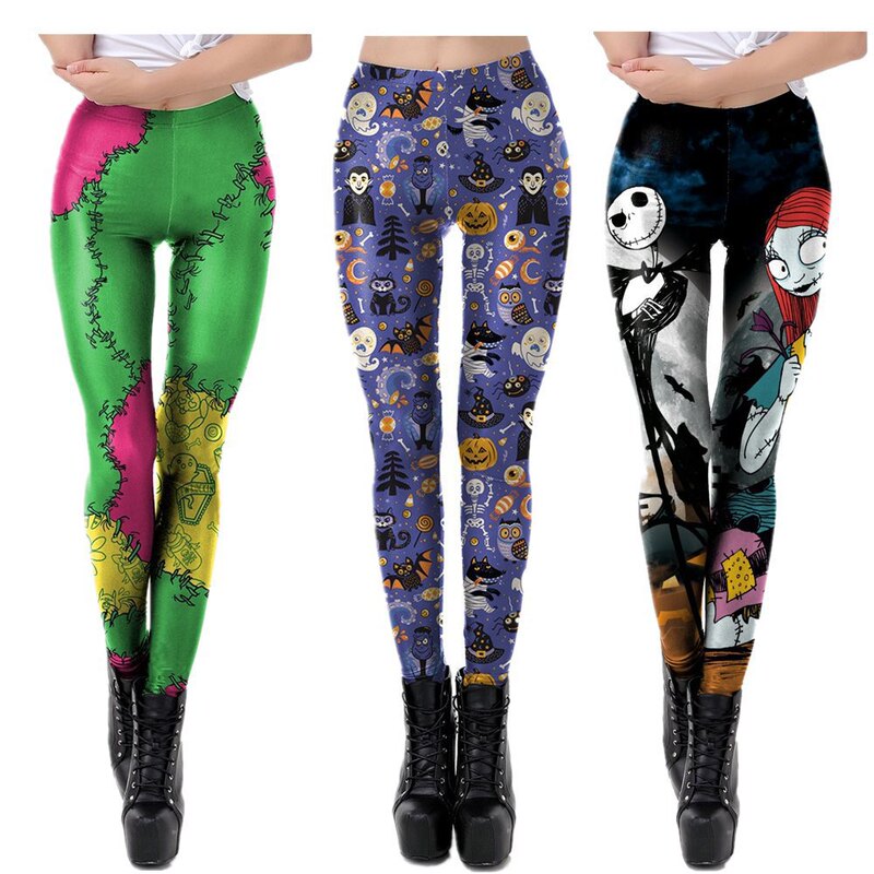 Halloween Pants Funny Skull Digital Print Christmas Leggings Tight Sports Pants Slim Pants Yoga Pants