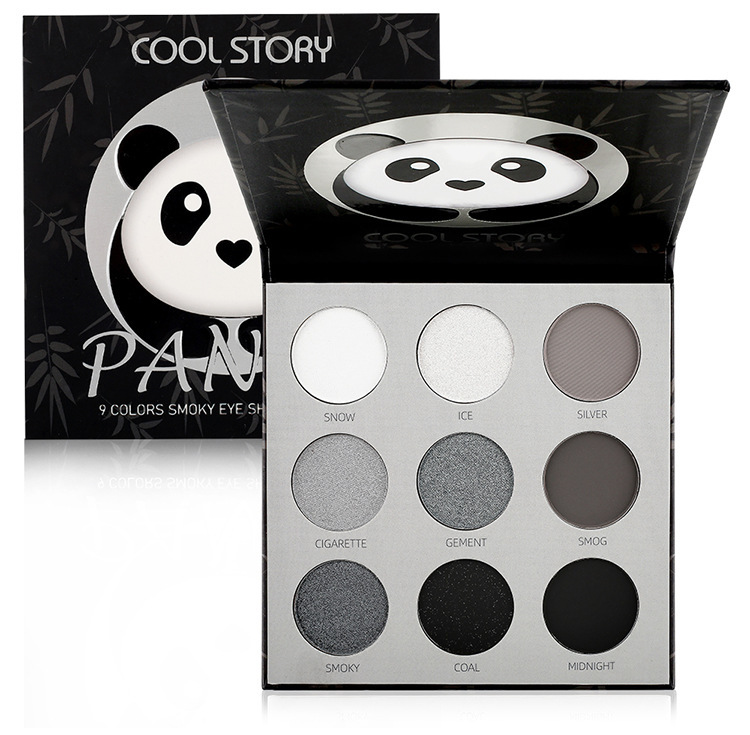 cool story Panda Eyeshadow Nine-Color Black and White Pearl Matte Silver Color-changing Glitter Smoky Halloween Makeup Palette undefined