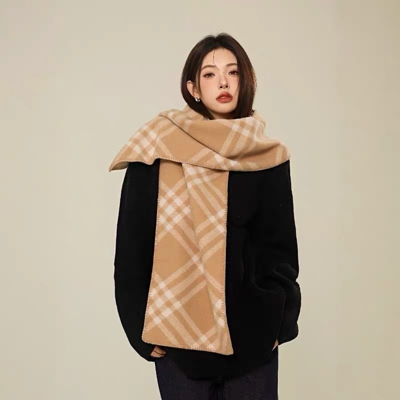 2025新款粉色羊毛围巾女韩国全智贤同款高级感蜜桃粉保暖BBR围脖|undefined