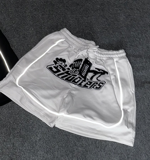 Marca de moda Alcatraz tira reflectante letra impresa camiseta de mangas cortas para hombres y mujeres callejera pantalones cortos casuales set Old Money Style