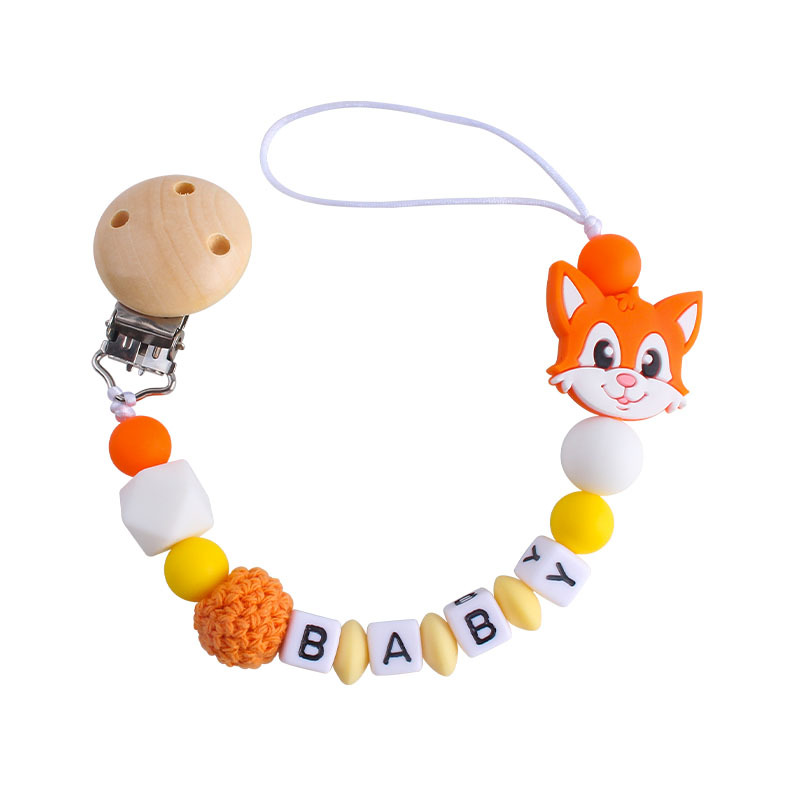 Hemu clip de chupete Fox gato juguete mordedor bebé nombre silicona gato chupete cadena infantil suministros