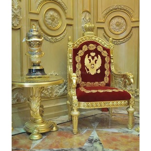 Royal Golden Luxury king Seat Wooden Armchair