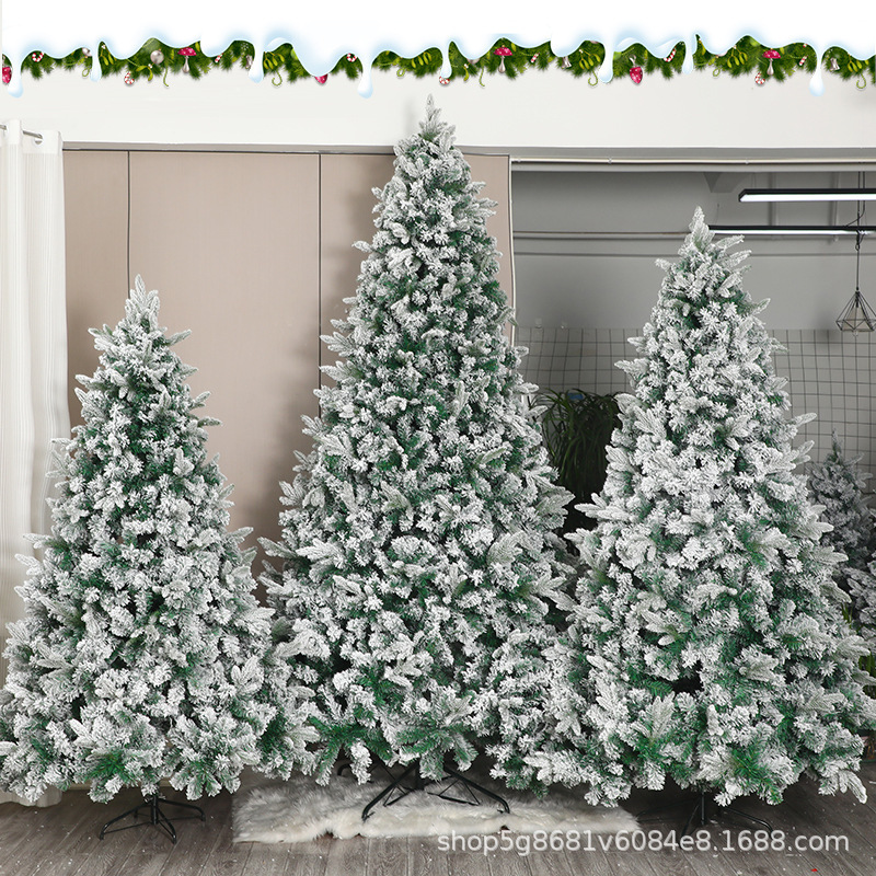Christmas cedar tree flocking encryption 1.8 creamy-white decoration Christmas tree snow large scene layout 3 meters