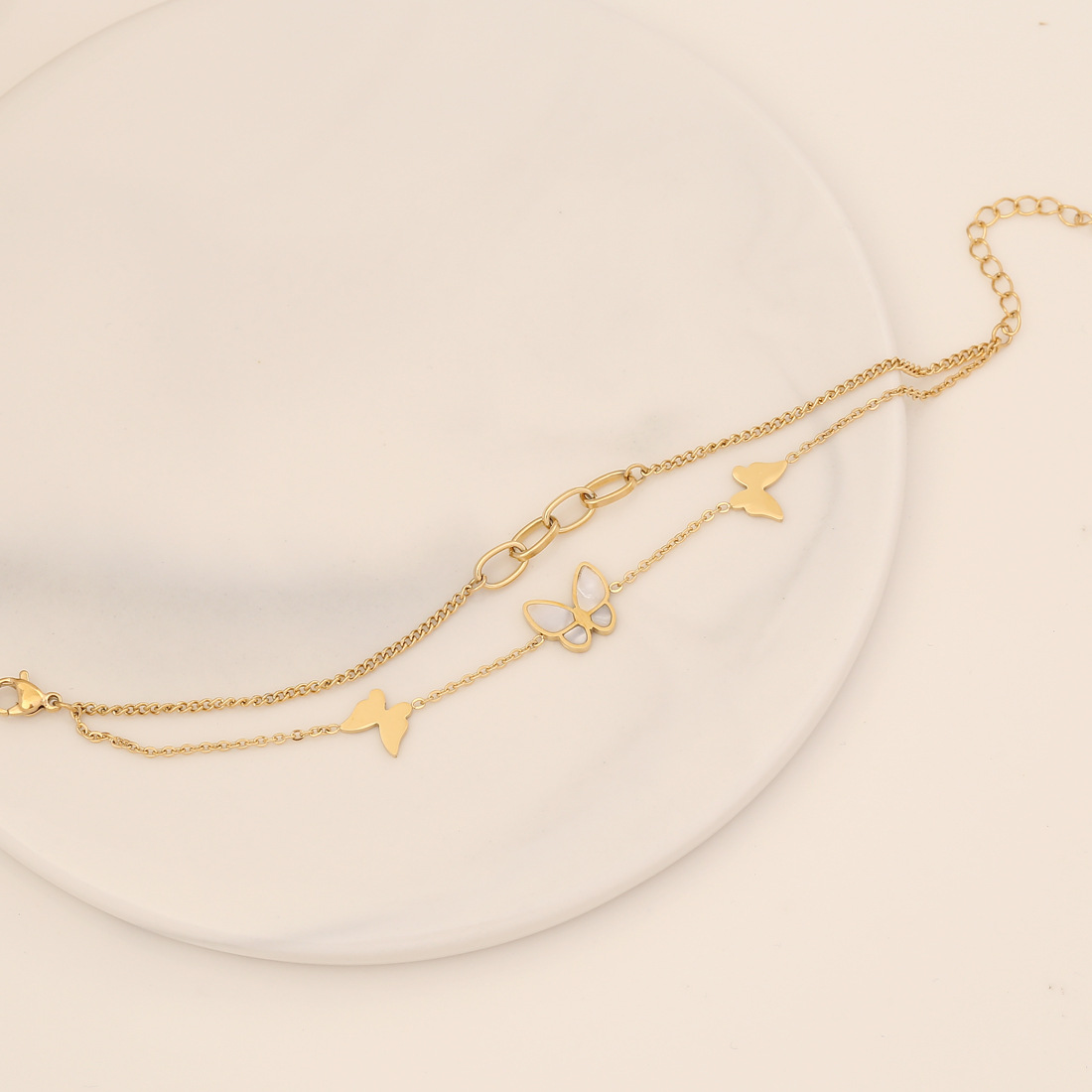 Fashion Butterfly Stainless Steel Plating Inlay Zircon Bracelets 1 Piece