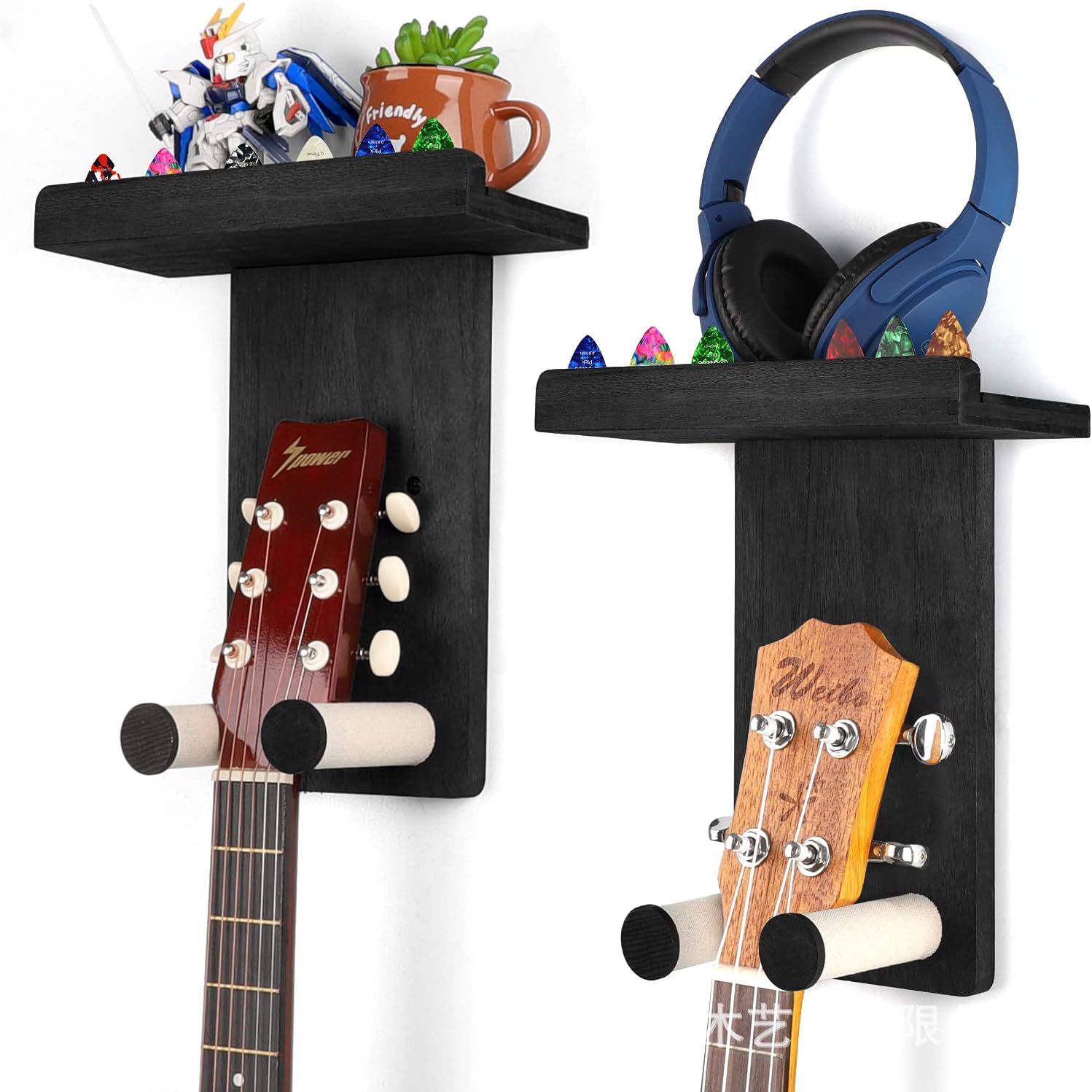 Soporte de guitarra de madera al por mayor, gancho de madera para guitarra de pared, bajo de guitarra eléctrica folk, soporte de madera de ukelele