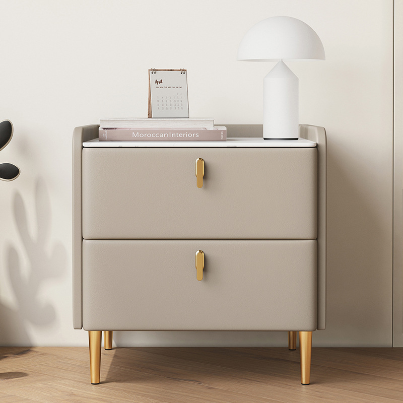 Simple Modern Bedside Table Light Luxury High-end Household Bedroom Rock Board Storage Cabinet Small Italian Bedside Storage Cabinet
