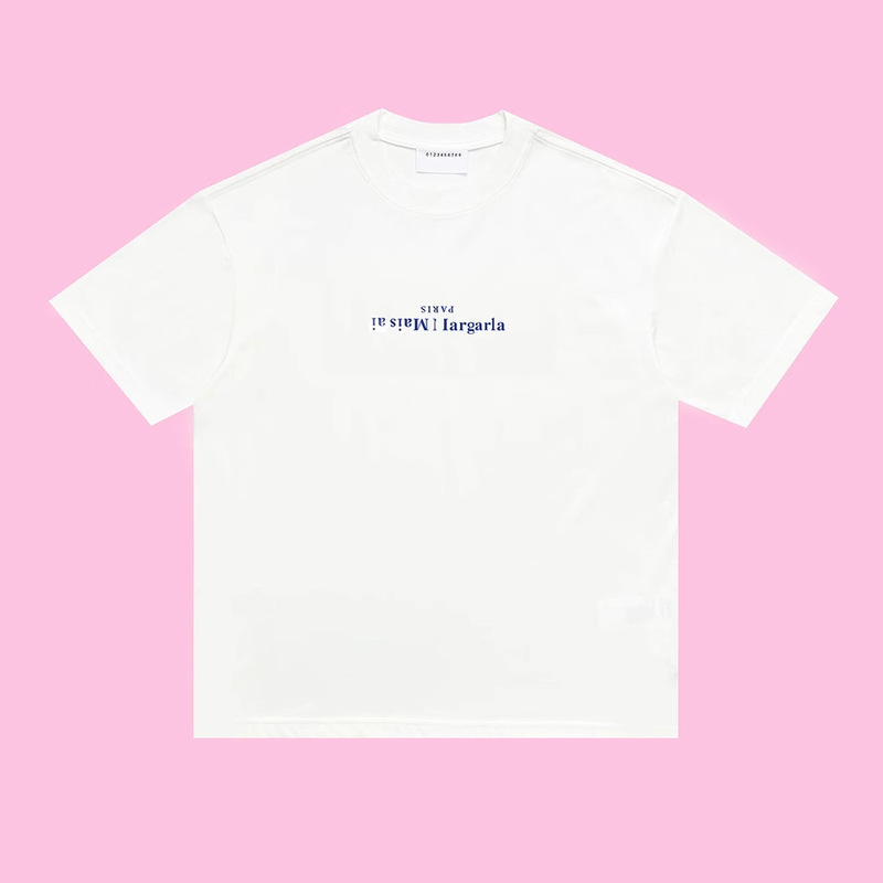 New Maxm6 Pure Color Letters Inverted Digital Printing Round Neck Short-Sleeved Ins Couple Cotton Majiji T-Shirt New Maxm6 Pure Color Letters Inverted Digital Printing Round Neck Short-Sleeved Ins Couple Cotton Majiji T-Shirt