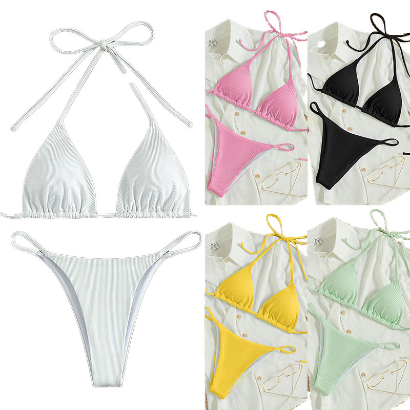 2026 New European and American Sexy Lace-Up Bikini Swimsuit for Women Amazon Beach Bikini Hot Spring Swimwear