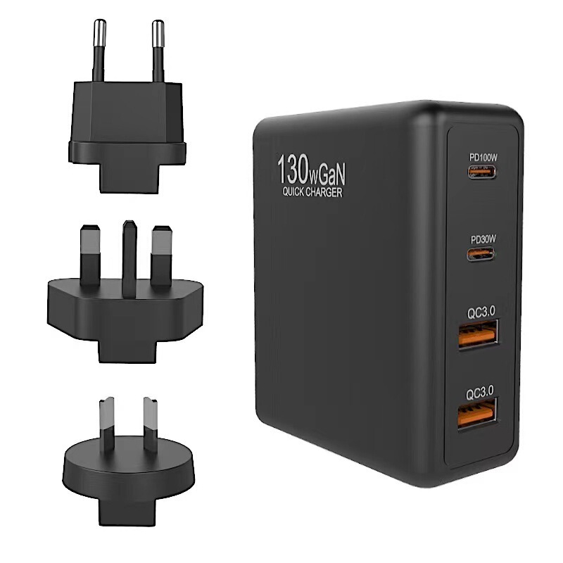 130W Gallium Nitride Charger Gan Charging Head Multi-Port C-Type Fast Charging Dual Pd Plug Suitable for Tablet Computers,