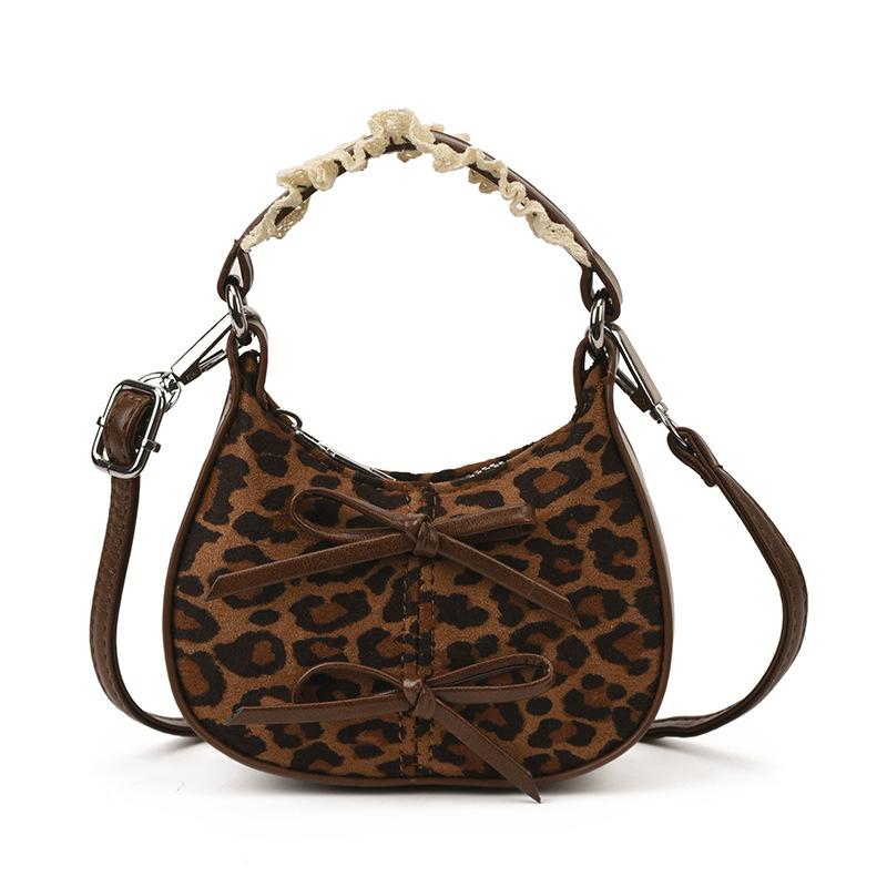 Moda coreana de leopardo, bolsos de hombro para niños y niñas, lindos bolsos de mano para bebés con arco, nuevos bolsos de niños a cuadros.