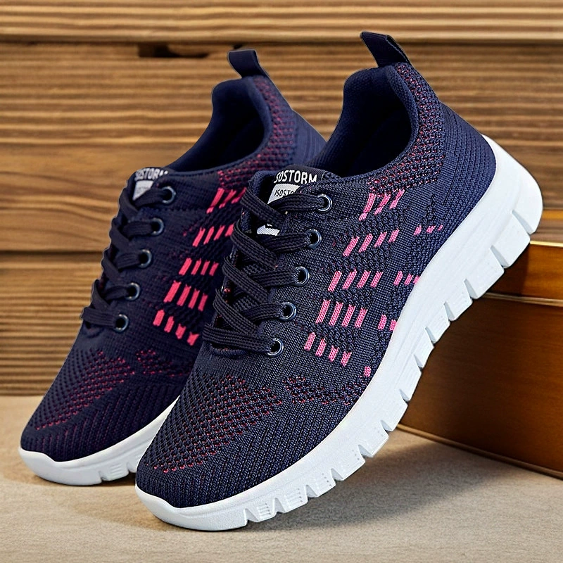 Женские кроссовки весенние спорткроссовки Flyweave Шнурованные обувь мягкая подошва дышащие спортивные кроссовки Женские легкие и комфортные беговые кроссовки